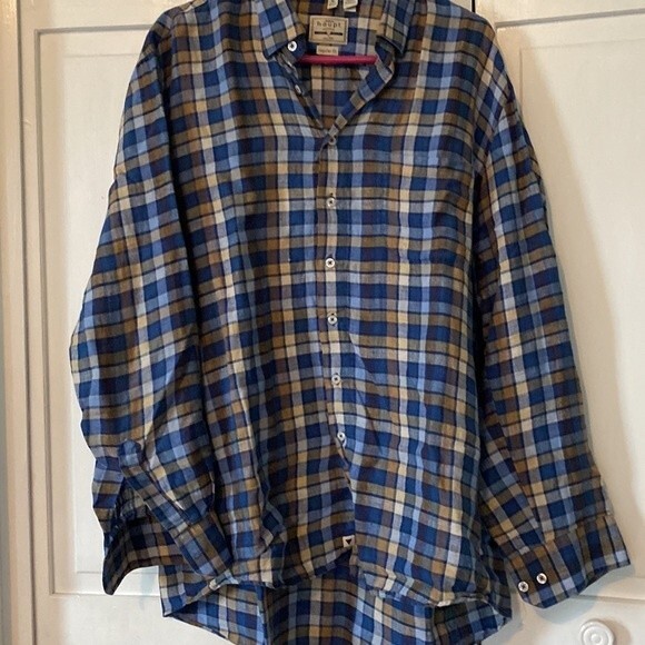 Haupt Germany casual plaid linen button down.  Size XL - Picture 7 of 7